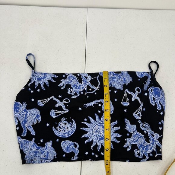 Forever 21 M Zodiac Crop Cami Top Black Blue Celestial Astrological Signs Y2K - Picture 7 of 9